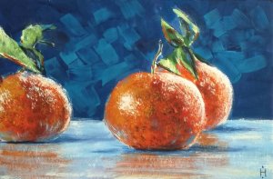 Урок по рисованию гуашью. Мандарины