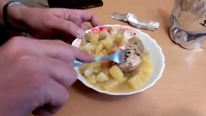 Картошка со свининой в реторт-пакете. Домашнего приготовления.