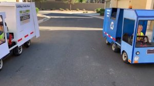Recycling Cans with a Garbage Truck and a Recycle Truck