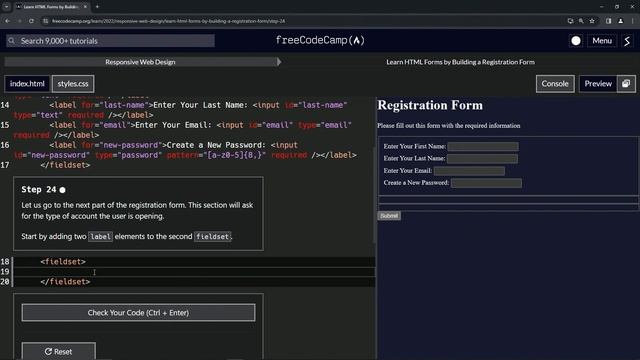 Learn HTML Forms by Building a Registration Form - Step 24