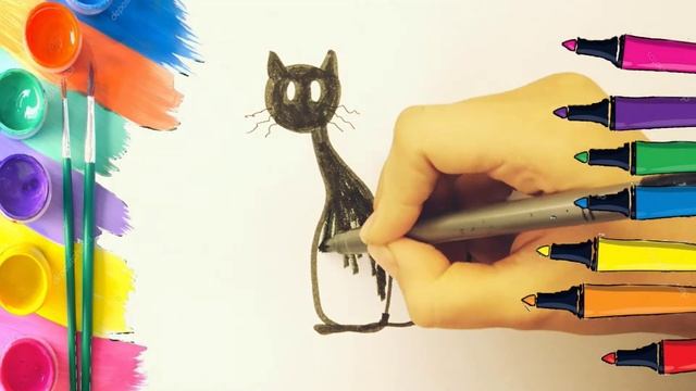 How to draw a cat / Как просто нарисовать черную кошку смотреть онлайн