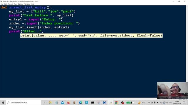 Python Programming - Insert Entries In List 2023