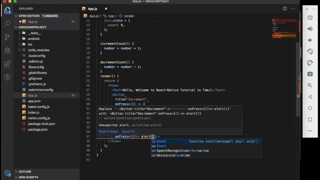State and Props in React-Native | React | React-Native Tamil. PART 5