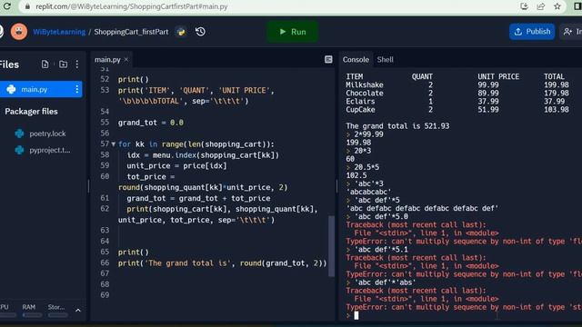 Python Programming: '*' operator for strings and numbers -- why prices cannot be strings