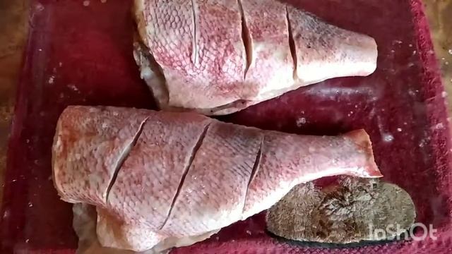 Красный окунь,запечённый в духовке, в пикантном соусе -это очень вкусно!