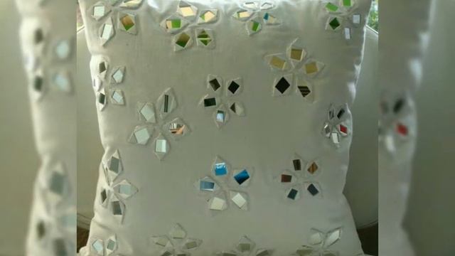 Mirror Work Thread Embroidered Beautiful Decoration Throw pillow / Cousin covers designes / handmad смотреть онлайн