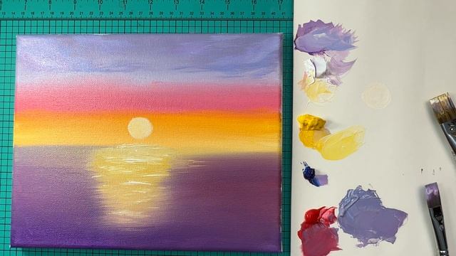 Acrylic painting step by step. Acrylic sunset. Акриловые краски, закат. смотреть онлайн