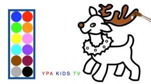 Раскраска для детей ОЛЕНЁНОК. Мультик - Раскраска. Учим цвета