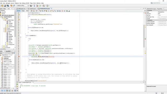 Part 9 -Code Form Student CRUD  Operations with Java  and Oracle Database using Netbeans