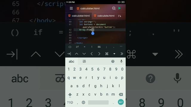Calculator using JavaScript , Html , Css in Mobile. Coding on mobile