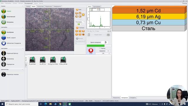 ПРИМЕР РАБОТЫ 1: Измерение толщины и химического состава образца. смотреть онлайн