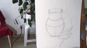 Построение натюрморта | Этап 1 | простые карандаши | Кувшин и перец как нарисовать | Академ?)