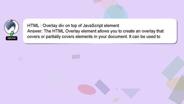 HTML : Overlay div on top of JavaScript element