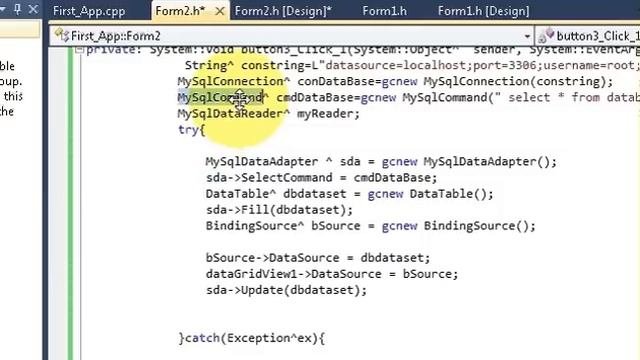 Visual C++ Tutorial 24 -Windows Forms Application:Show Database Values In Table Or  DataGridView