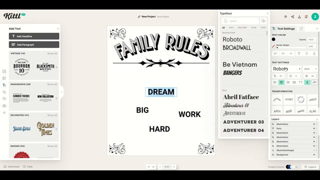 Kittl FAMILY RULES Poster Step-by-Step Tutorial смотреть онлайн