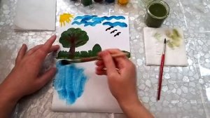 Занятие по рисованию "Монотипия отражения в воде"  #1368