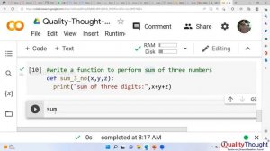 Automation testing Selenium with Python | Functions in Python |Quality Tought | Selenium with Pytho