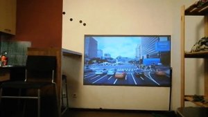 Изображение с led проектора за 5000р на сером экране.