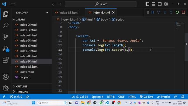 25 August 2023 | JavaScript Day -9 | String Manipulation: substr, substring, and slice Differences