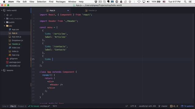 React #3 пробрасываем данные из парент компонента в чайлд с помощью props смотреть онлайн