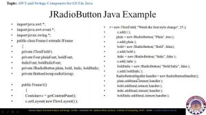 FACULTY051 CS453 KUST20201 L20 V1 Swings and AWT Components in Java JImageIcon, JRadioButton, JChec