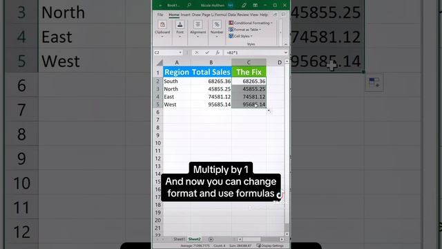 Excel tip convert text to number