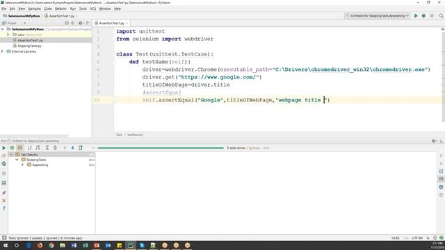 Selenium with Python Tutorial 33-Python UnitTest|Assertions|assertEqual & assertNotEqual