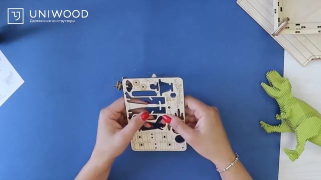 Сборка деревянного Самолёт И-15 UNIT от UNIWOOD - Конструктор. 3D пазл