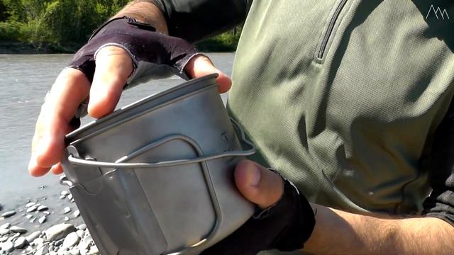Костровой ТИТАНОВЫЙ котелок TOMSHOO Titanium 900 ml для соло походов. Котелок с Aliexpress (Китай)