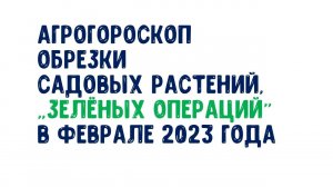 Агрогороскоп обрезки садовых растений и "зелёных операций" в феврале 2023 года