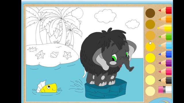 Раскраска "Мамонтёнок" онлайн смотреть онлайн