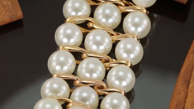 Прелестный браслет с жемчугом покрытый золотом