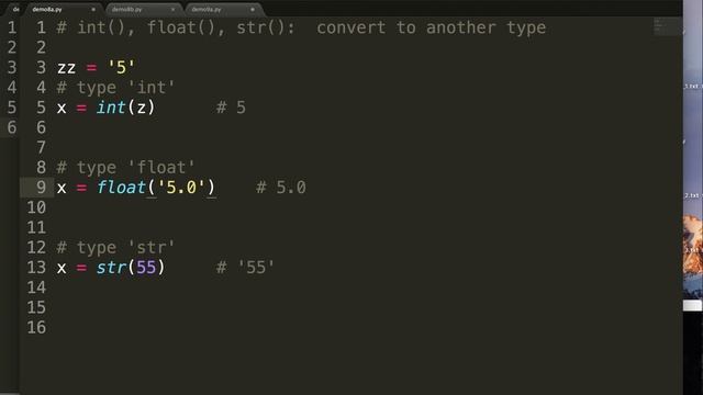 1.8 Type Conversion Functions int(), float(), str()