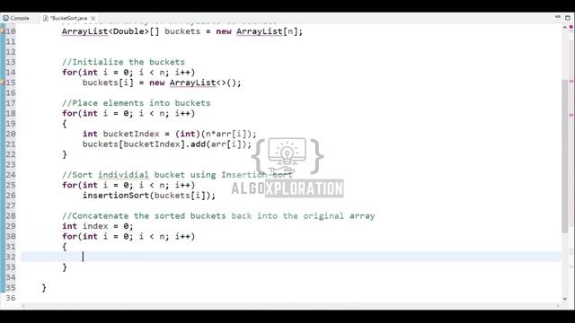 Bucket Sort Code in Java | Algorithm Implementation with Detailed Comments | Bucket Sort