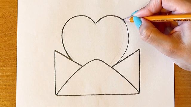 Как Нарисовать Конверт С Сердечком Очень Легко | Простые Рисунки Карандашом |