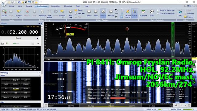 29.05.2024 17:35UTC, [Es], Omrop Fryslân Radio, Нидерланды, 92.2МГц, 2056км