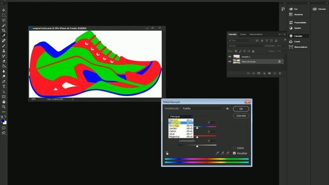 Dicas de Photoshop para Calçados # 05 - Imagem/Ajustes/matiz Saturação(Ctrl U) - Substituir Cor смотреть онлайн