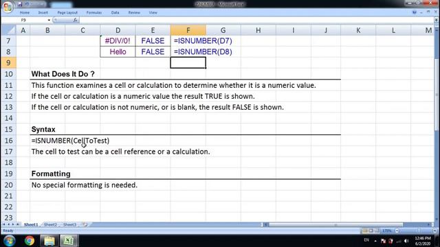 How to use ISNUMBER function in excel | How to use ISNUMBER formula in excel | ISFUNCTION | Excel