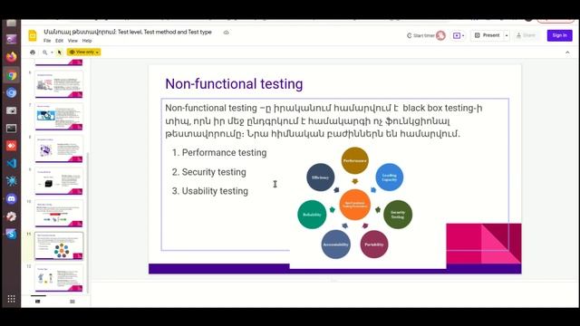 Մանուալ թեստավորում: Test level, Test method and Test type