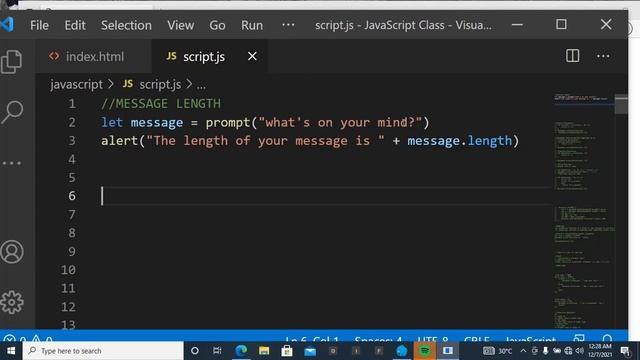 Lesson 19 in JavaScript Lessons: Message length