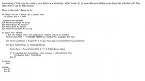Excel: create folder VBA script - get value from selected cell?