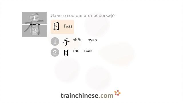 Как пишется 看 (kàn) – смотреть; видеть — порядок черт, ключ, примеры и произношение