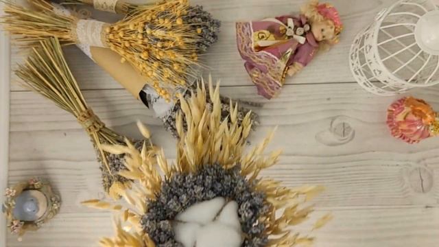 ?Букеты из лаванды в стиле прованс. Идеи сочетания с разными сухоцветами. смотреть онлайн