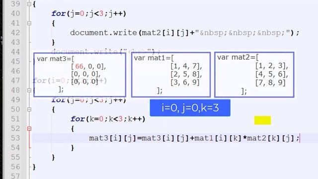 matrix multiplication in js  | array Js matrix multiplication