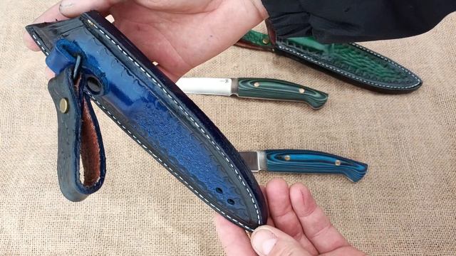 Ножи из стали VG10/ цельнометаллические ножи, формованные ножны из кожи растительного дубление! смотреть онлайн