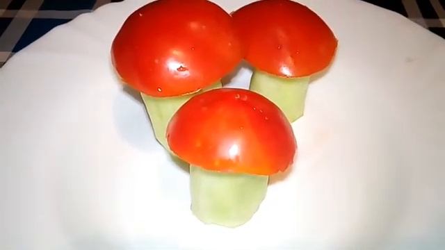 как сделать грибочки из помидоров и огурцов смотреть онлайн