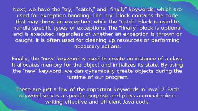 Oracle Java 17 Keywords