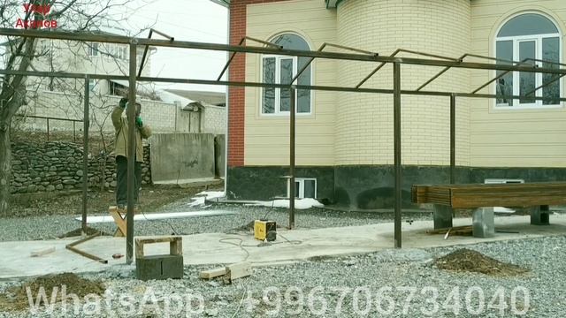 Бюджетный навес двухскатный / Арзан навес жасоо. Эки тараптуу асма чатыр смотреть онлайн