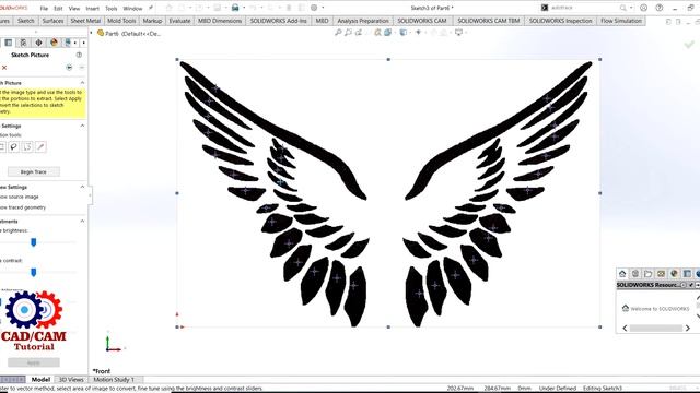 How to insert image in Solidworks & Convert Image to Sketch in Solidworks & Autotrace in Solidworks