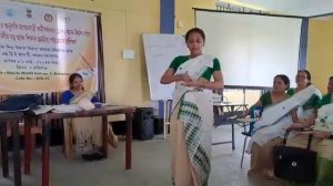 Action songs on developmental milestones done by Anganwadi worker at training centre